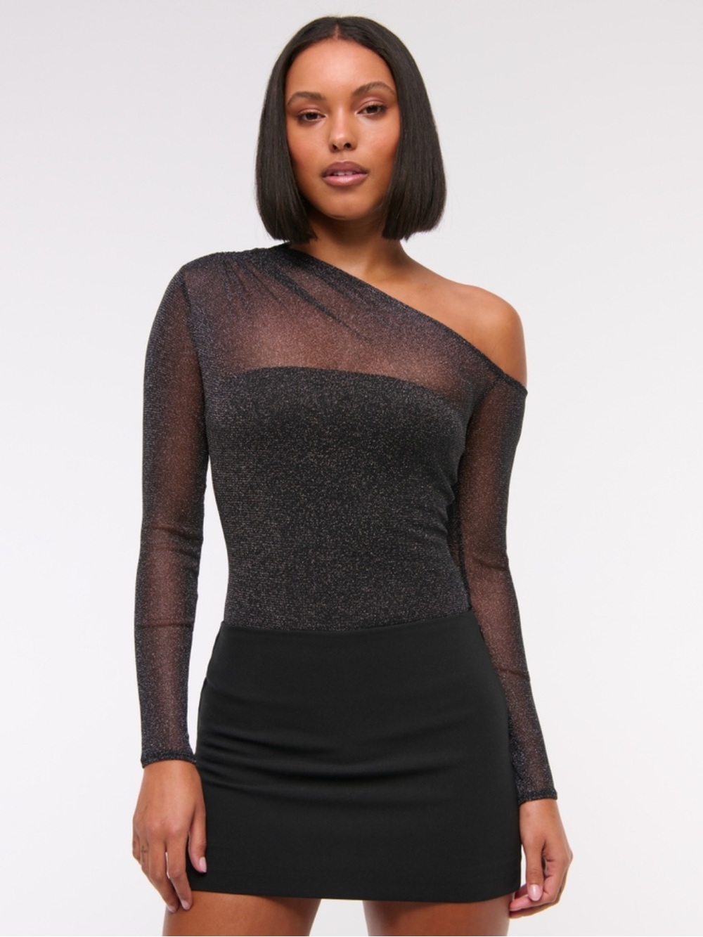 Abercrombie Sparkle Black Long Sleeve Bodysuit size M